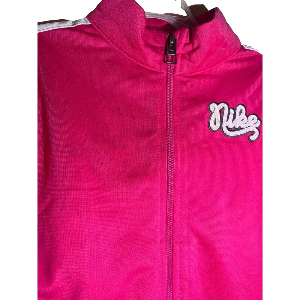 Nike Pink Girls Zip Up Jacket Kids Size 6 Full Zip E34